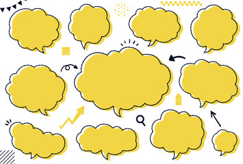 フキダシと矢印アイコン等のシンプル素材セット