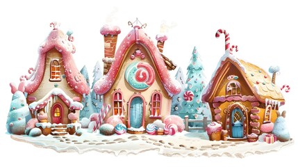 Precious Fairytale Candy Colored Cottage with Frosted Pastry Accents and Candy Cane Trimmings