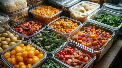 Obraz premium Thanksgiving leftovers being packed into containers, showing the tradition of sharing food with others