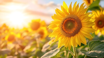 Obraz premium A vibrant image of a sunflower field, symbolizing positivity and good luck