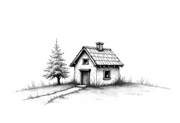 Pet house coloring book, Pet house coloring page, black and white drawing for coloring pages vector illustration.
