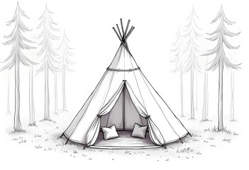 Camping tent for tourism, sketch for your design
