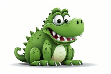 Naklejka premium Minimalist cartoon crocodile on white background a humorous and isolated design