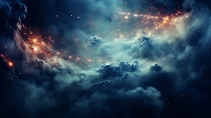 Obraz premium Dreamy space design featuring stars, planets, and galaxies against a dark sky background