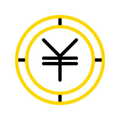 Japanese yen currency icon. financial coin symbol with modern color outline style. editable stroke illustration.