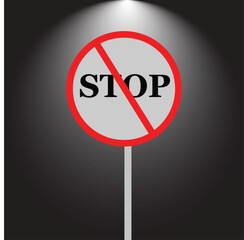 Do not Stop Icon On BLack And White Gradient Background. Do not Stop Road Icon 
