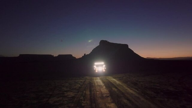 Explore Utah Valley of Gods Desert Road at Dusk with Stunning Mountain Backdrops