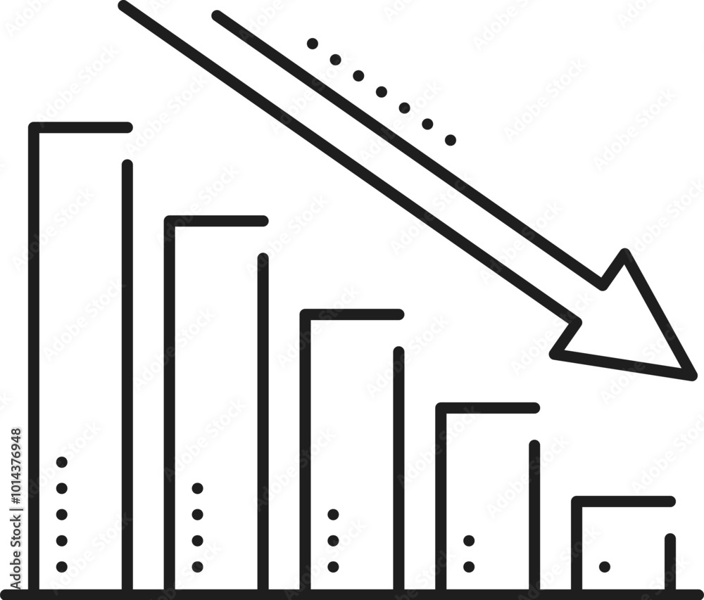 Poster finance data analytics, decrease graph line icon. business research report analysis, finance perform