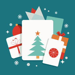 christmas card with gift boxes