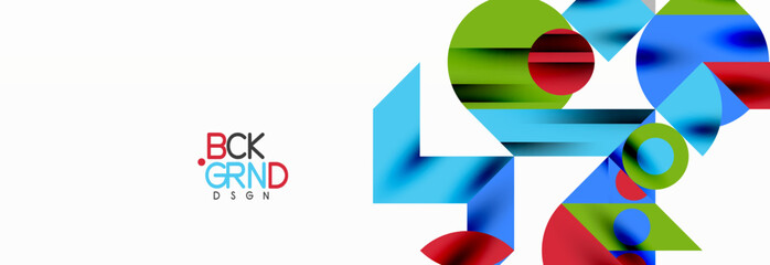 Trendy colorful circles, lines, arrows, triangles and other geometric shapes. Vector Illustration For Wallpaper, Banner, Background, Card, Book Illustration, landing page