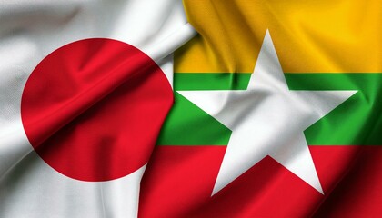 日本の国旗とミャンマーの国旗(Japan flag & Myanmar flag.)
