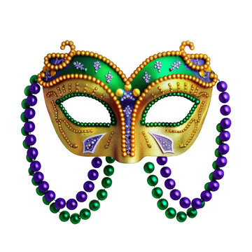 recommend clip art: Transparent Mardi Gras Mask with Beads - A Festive Symbol of Celebration