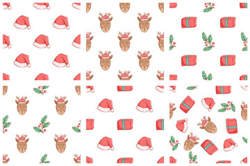 christmas doodle icons seamless pattern. cute christmas illustration