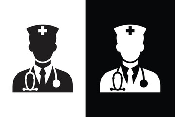 Male Nurse icon silhouette illustration. Nurse vector graphic illustration. Suitable for website design white background