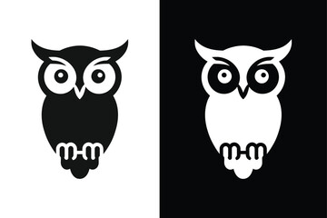 Owl illustration owl icon silhouette design. Owl illustration vector white black background