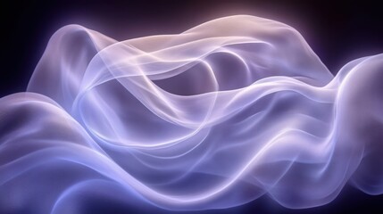 Obraz premium Abstract flowing fabric, soft ethereal glow, light purple and blue hues, abstract background, delicate texture, fluid motion, soft gradient, digital art, abstract design, modern art, contemporary art