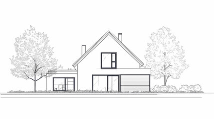 Continuous line simple house. One line illustration of housing,real estate,property. Single line vector illustration.