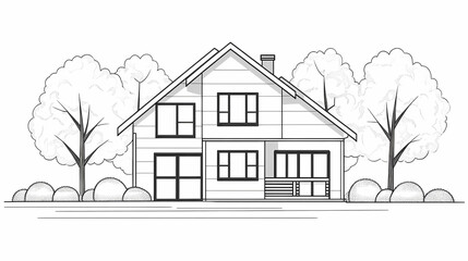 Continuous line simple house. One line illustration of housing,real estate,property. Single line vector illustration.