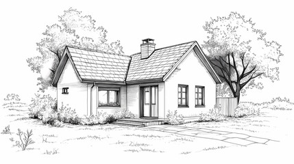 Continuous line simple house. One line illustration of housing,real estate,property. Single line vector illustration.