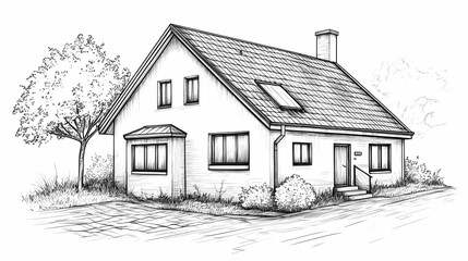 Continuous line simple house. One line illustration of housing,real estate,property. Single line vector illustration.