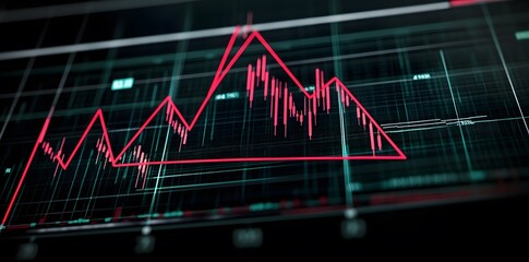 Red Line Graph on a Black Screen