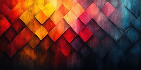 Fototapeta premium Abstract Geometric Pattern with Warm and Cool Tones in a Diagonal Arrangement