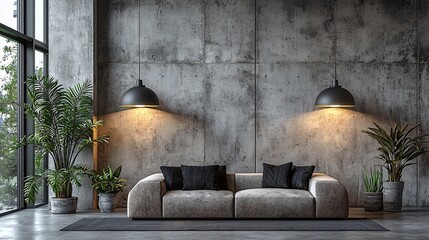 Minimalist Industrial Living Room Design Concept