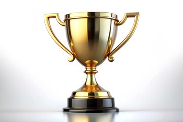 An elegant gold trophy on a clean white background, perfect for representing awards, achievements, and