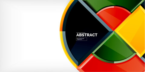 Obraz premium Abstract background - circles and round triangles with 3d effect. Vector Illustration For Wallpaper, Banner, Background, Card, Book Illustration, landing page