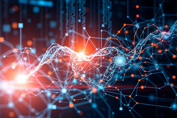 Abstract background with lights of realms, a digital illustration of a fractal pattern in cyberspace, showcasing the concept of energy and data flowing through a virtual network