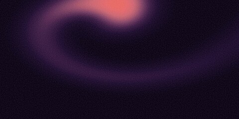 spral Dark purple color gradient with peach grainy background, illuminated spot on black, noise texture effect, wide banner size