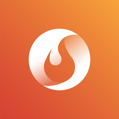 Minimalist and modern style of a flame in negative space isolated by the red gradient color backgrounds in modern and minimalist style for the app and favicon