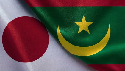 日本の国旗とモーリタニアの国旗(Japan flag & Mauritania flag.)
