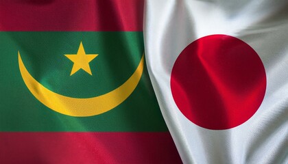 日本の国旗とモーリタニアの国旗(Japan flag & Mauritania flag.)
