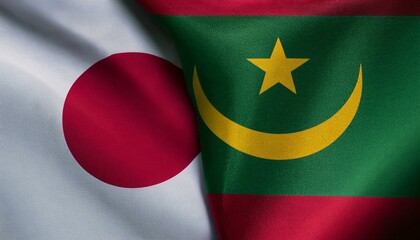 日本の国旗とモーリタニアの国旗(Japan flag & Mauritania flag.)
