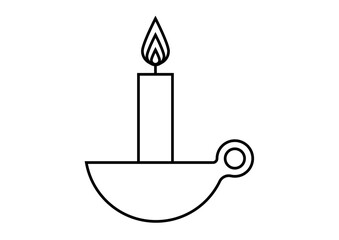 Fototapeta premium Icono negro de candelabro con vela encendida 