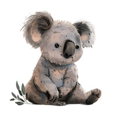 Illustration of a cute koala for the design of children's products. Watercolor illustration in pastel