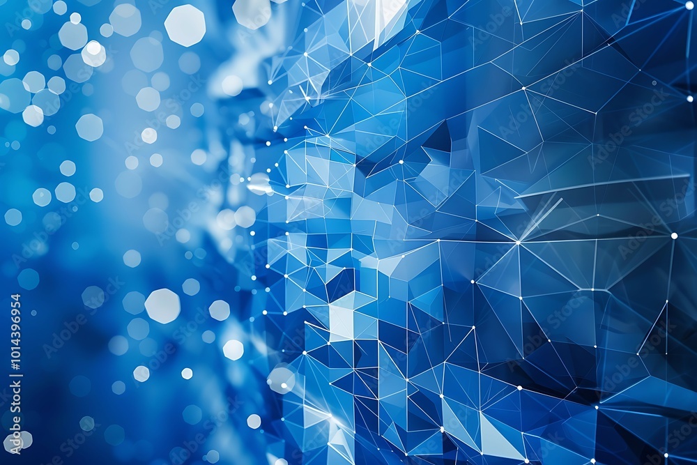 Aufkleber abstract blue background with cubes and lines, computer digital drawing