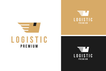 Box with wing icon for logistic logo design vector template illustration idea