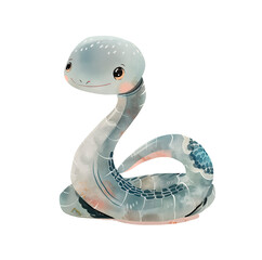 Illustration of a cute viper for the design of children's products. Watercolor illustration in pastel colors.