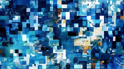 Abstract digital technology background with blue squares and copy space