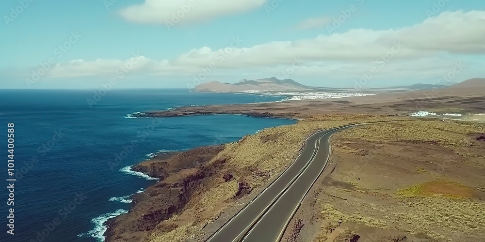 Canvas Prints Image related to unexplored road journeys and adventures. Road through the scenic landscape to the destination