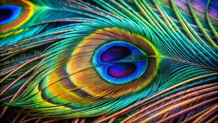 Obraz premium A detailed peacock feather with vibrant colors