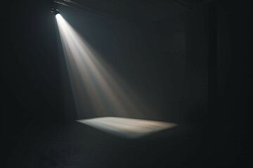 Empty stage with spotlights in the dark room. Spotlights background