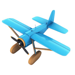 Vintage Blue Airplane Model Illustration on transparent background