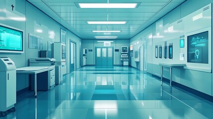 Bright and Clean Medical Facility Interior with Advanced Technology Equipment