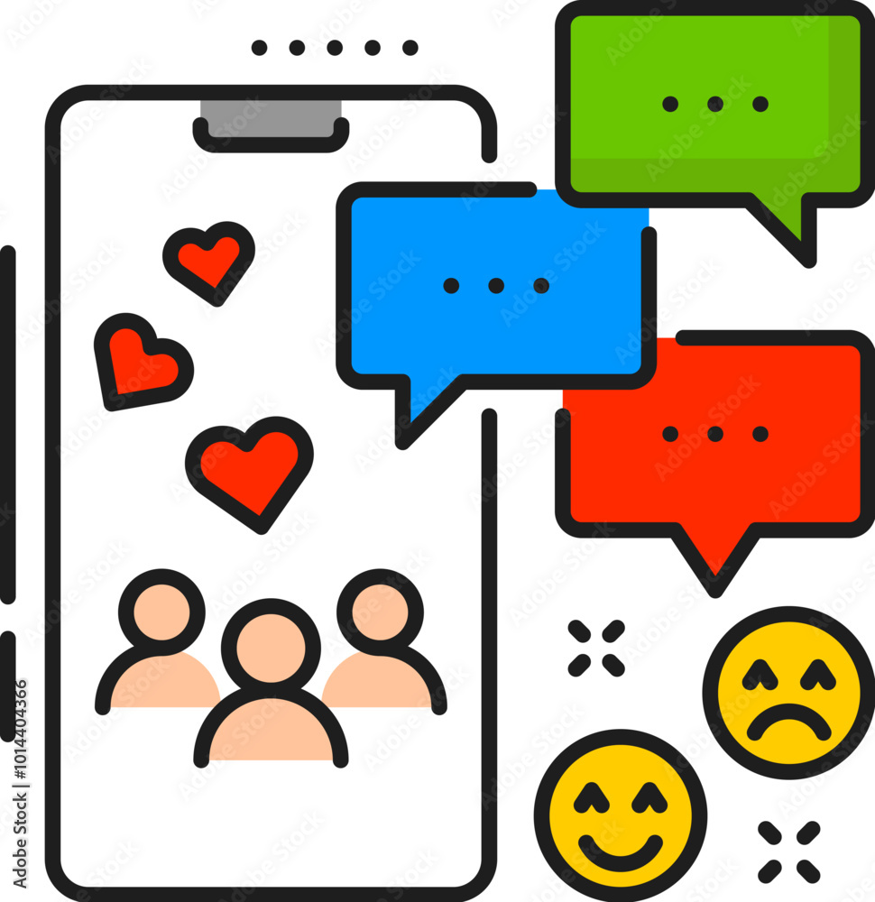 Aufkleber internet blogging chat or online media line icon. digital blogger influence, internet multimedia con