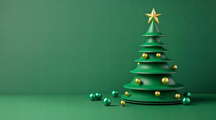 Christmas tree. Minimalistic style. Holidays background. Minimalistic background. Generative AI.