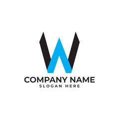 Obraz premium Upward arrow in blue signify profit and future thinking with the logomark is in the shape of letter W