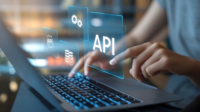 API: a finger touch a hologram virtual interface that hologram of API,API integration, API development, JSON, API documentation,	